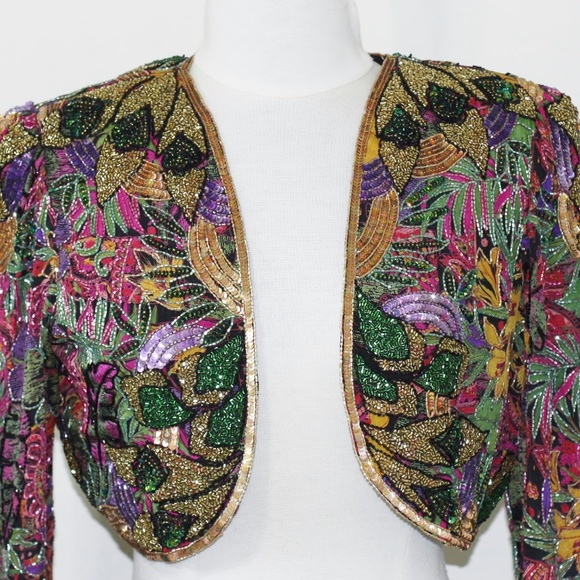 JASDEE Vintage BoleroJacket Hand Work Bead Sequins Hand&Print on Silk Style 5005